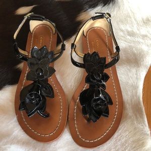 COACH Sierra Black Patent Floral Leather